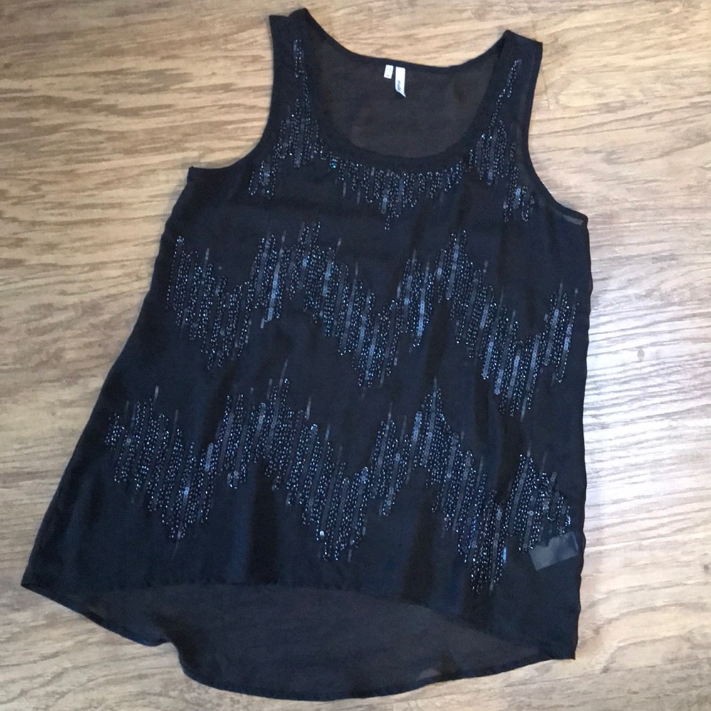 Sequined and beaded tank